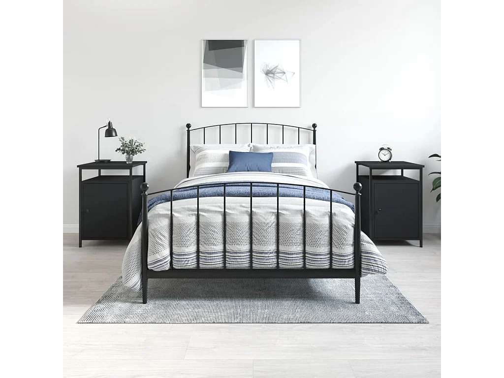 2er-Set Nachttische Nachtschrank Schwarz 40x42x60 cm Holzwerkstoff -RN25424