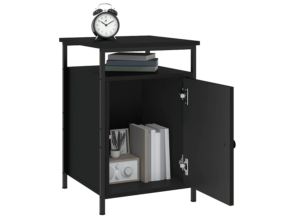 2er-Set Nachttische Nachtschrank Schwarz 40x42x60 cm Holzwerkstoff -RN25424