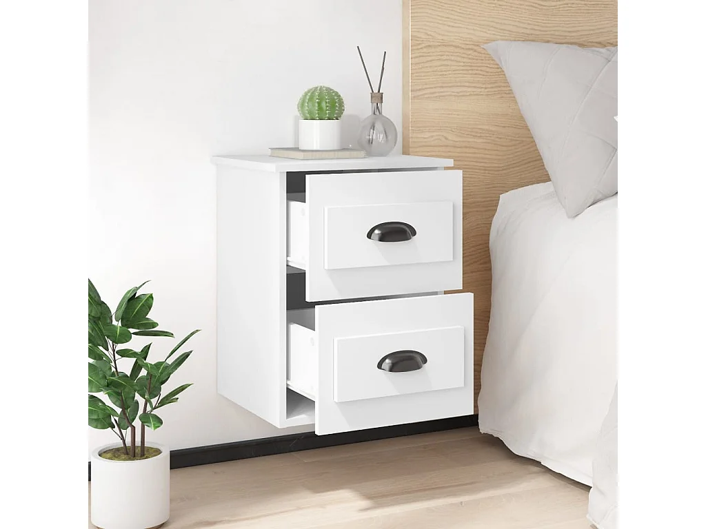 Wand-Nachttisch Nachtschrank Weiß 41,5x36x53 cm -RN73858