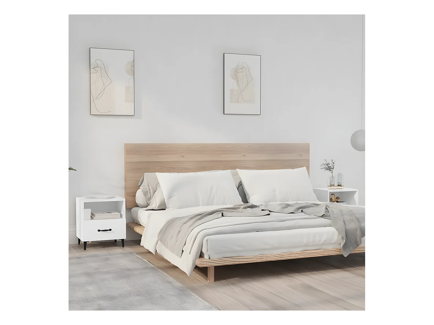 2er-Set Nachttische Nachtschrank Weiß Holzwerkstoff -RN41793