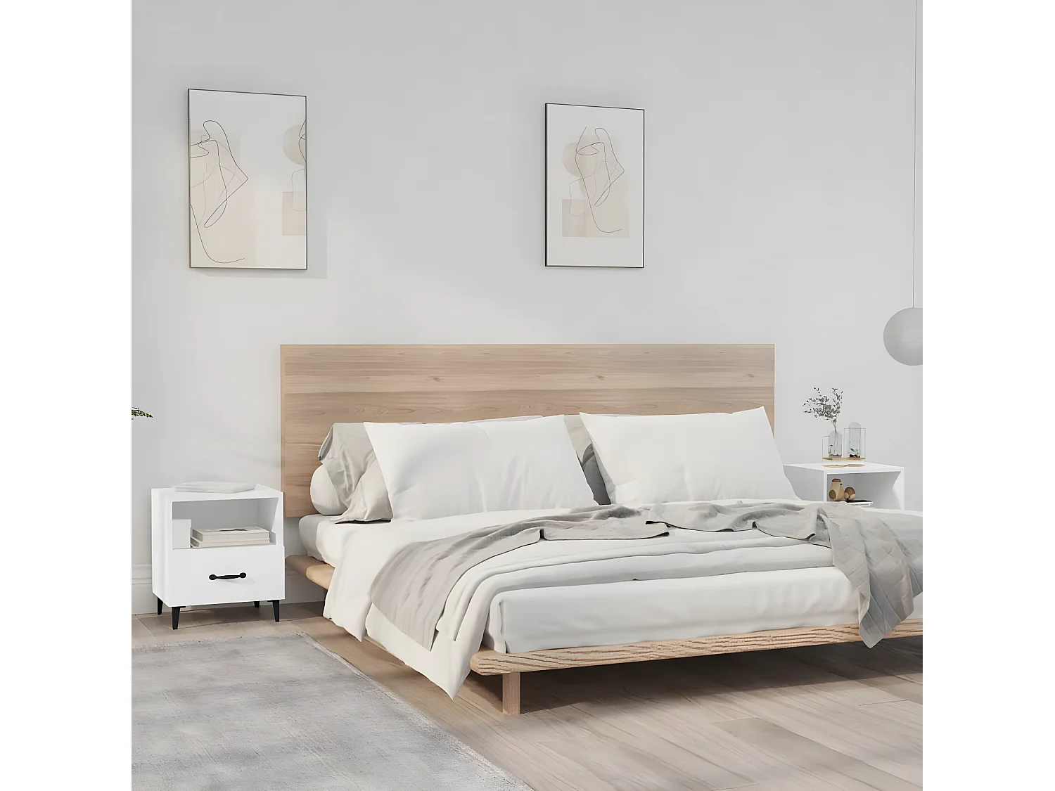 2er-Set Nachttische Nachtschrank Weiß Holzwerkstoff -RN41793