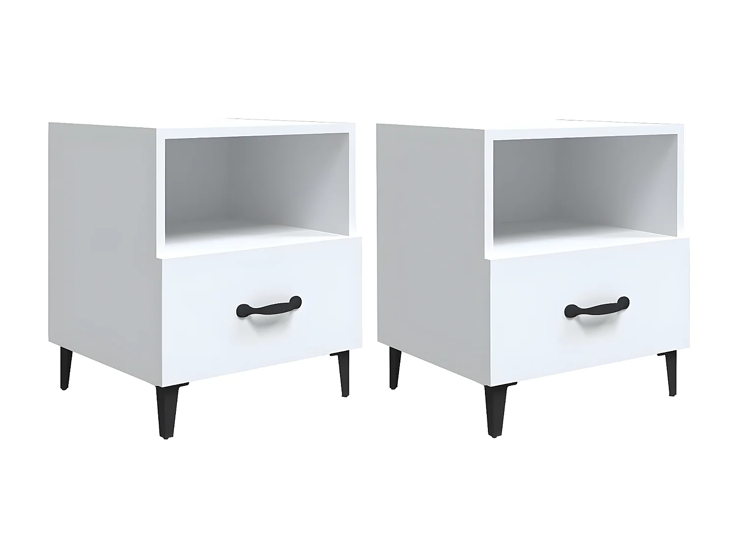 2er-Set Nachttische Nachtschrank Weiß Holzwerkstoff -RN41793