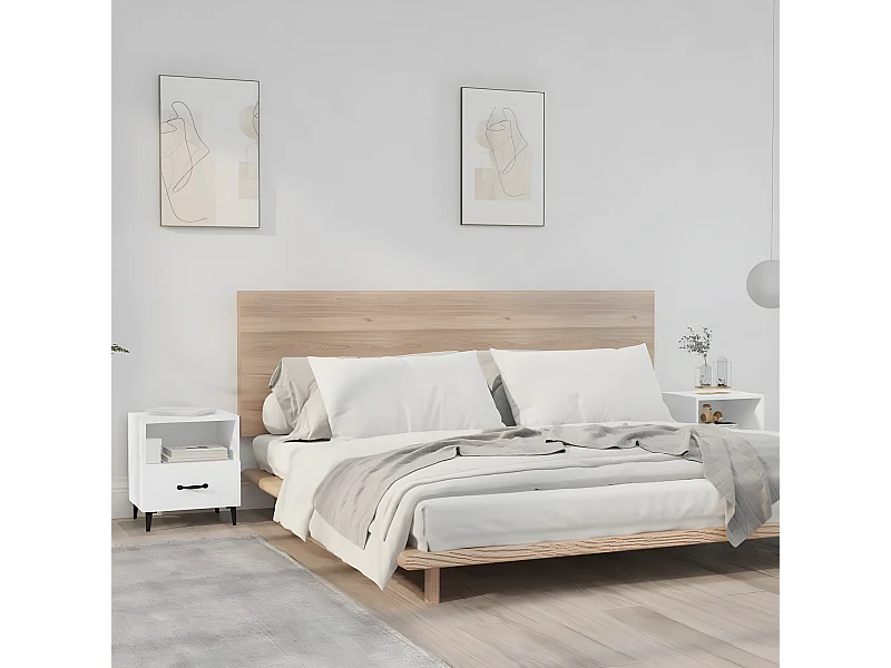 2er-Set Nachttische Nachtschrank Weiß Holzwerkstoff -RN41793