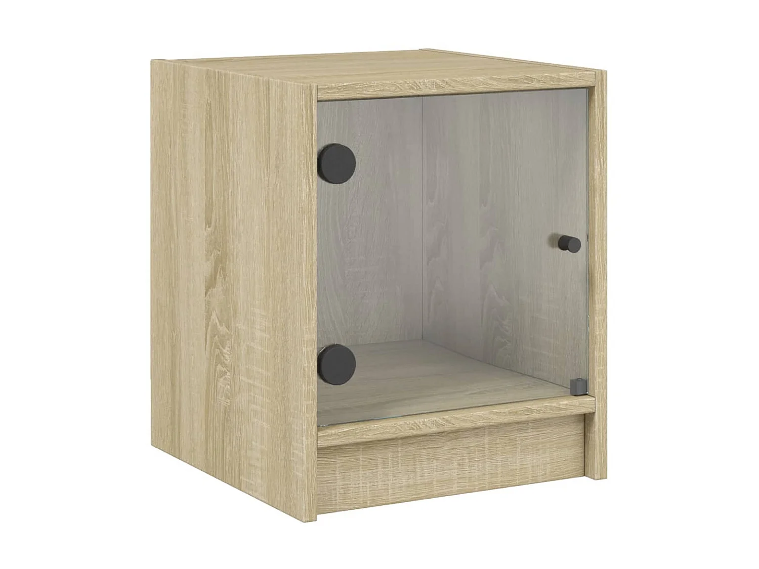 2er-Set Nachttische Nachtschrank mit Glastüren Sonoma-Eiche 35x37x42 cm -RN90739