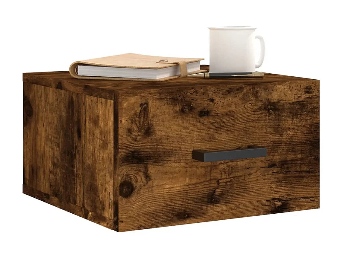 2er-Set Wand-Nachttische Nachtschrank Räuchereiche 35x35x20 cm -RN66950