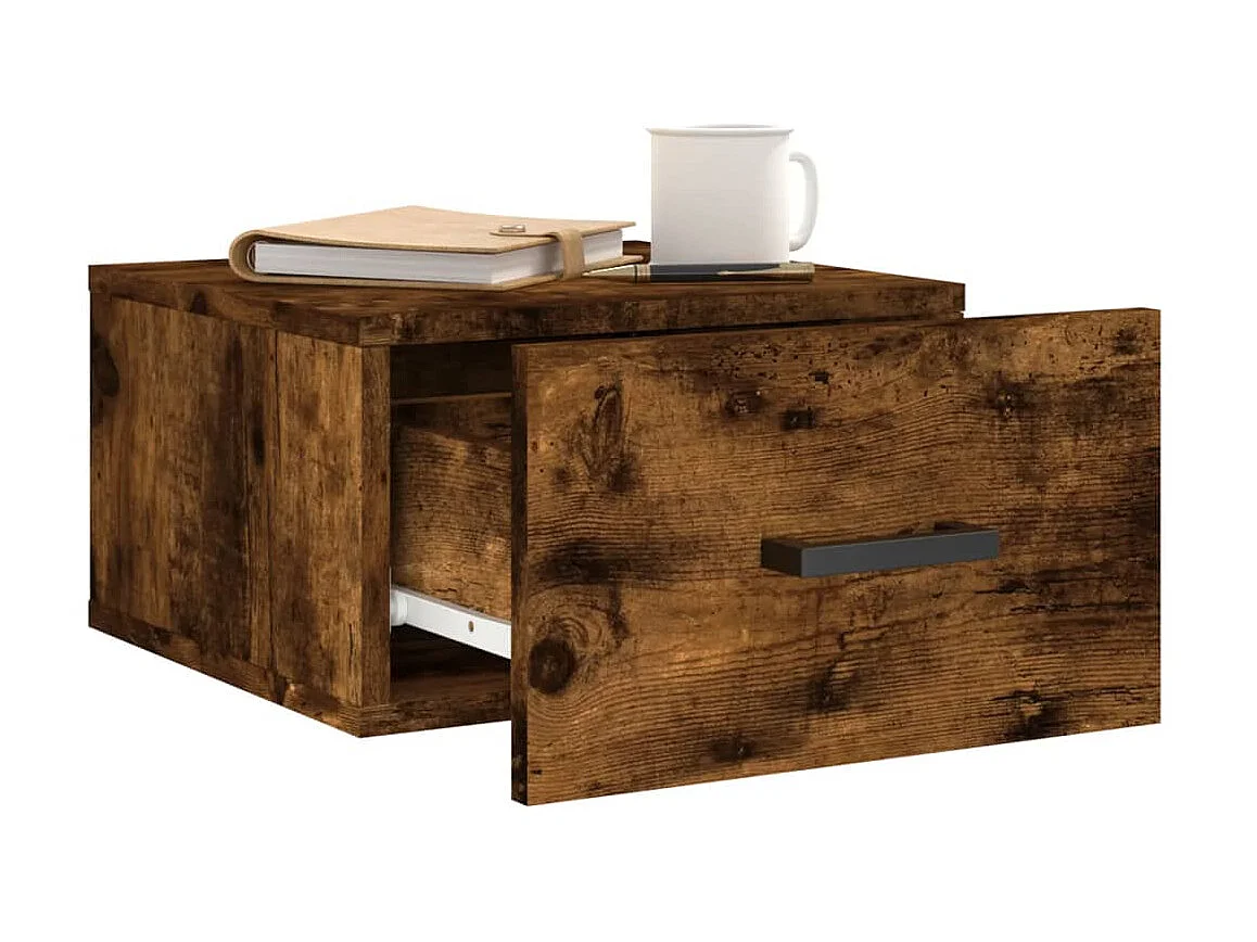 2er-Set Wand-Nachttische Nachtschrank Räuchereiche 35x35x20 cm -RN66950