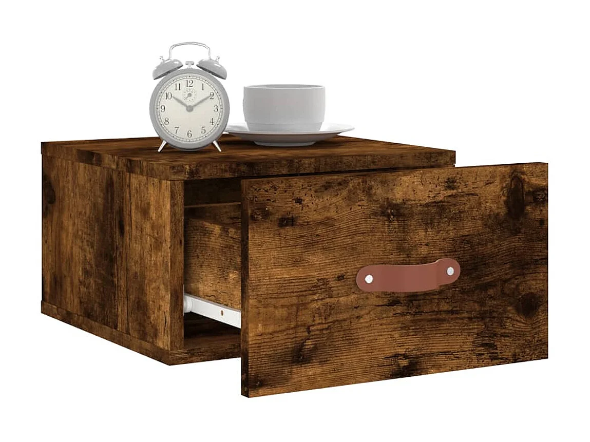 2er-Set Wand-Nachttische Nachtschrank Räuchereiche 35x35x20 cm -RN76761