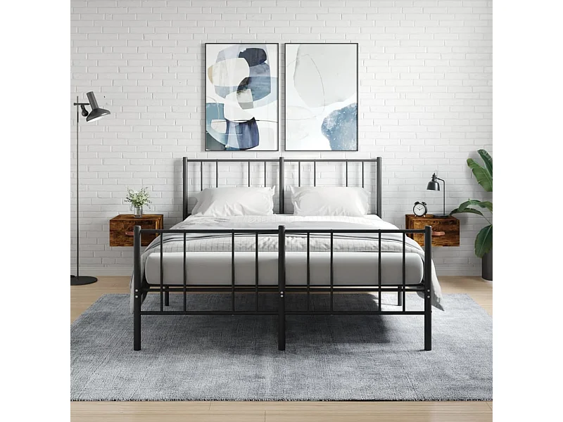 2er-Set Wand-Nachttische Nachtschrank Räuchereiche 35x35x20 cm -RN76761