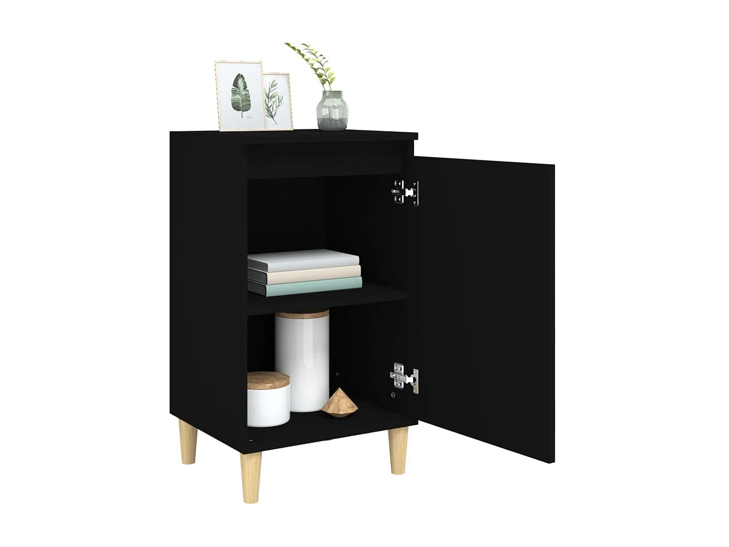 Nachttisch Nachtschrank Schwarz 40x35x70 cm Holzwerkstoff -RN26656