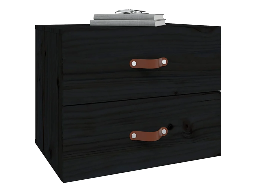 Wand-Nachttisch Nachtschrank Schwarz 50x36x40 cm -RN50828