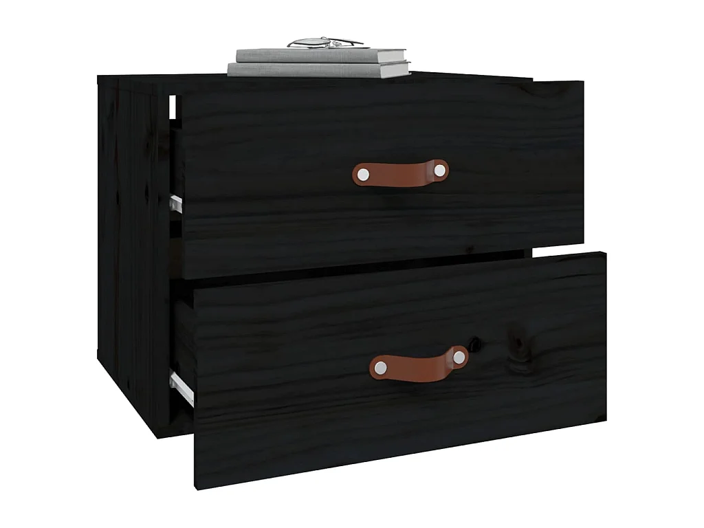 Wand-Nachttisch Nachtschrank Schwarz 50x36x40 cm -RN50828