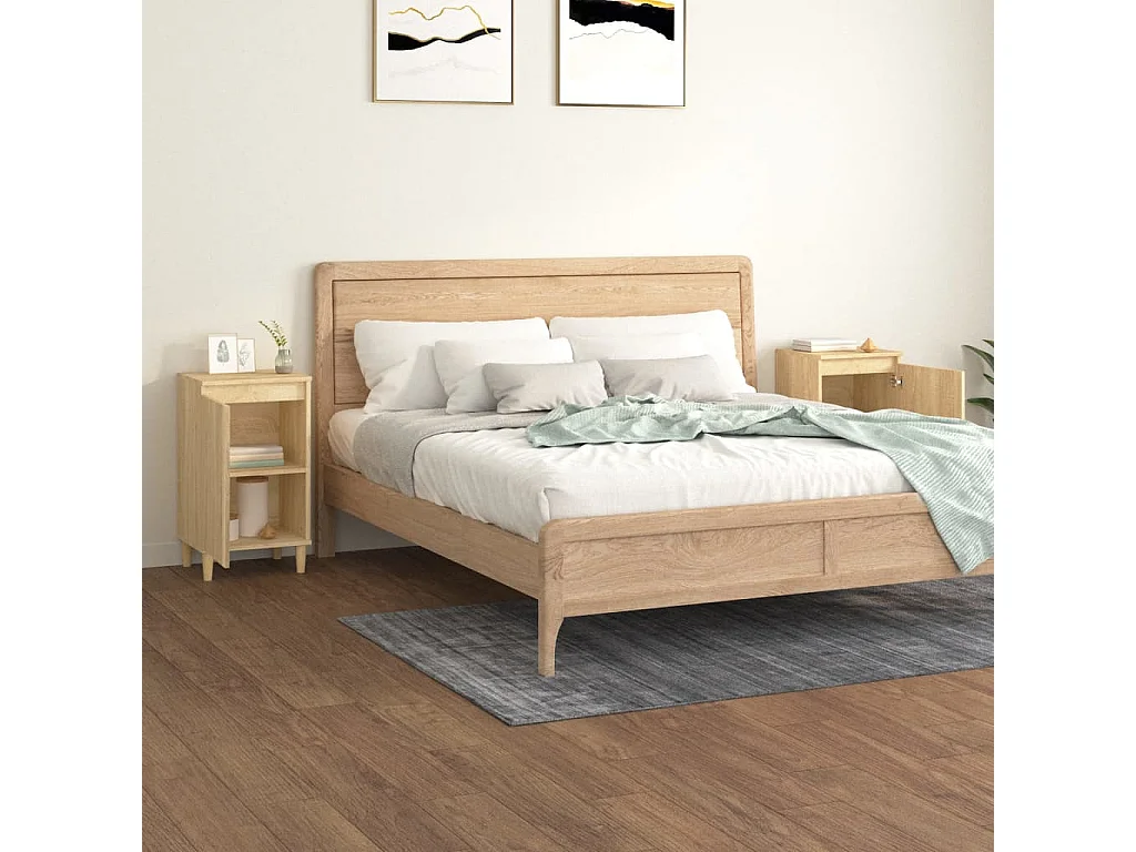 2er-Set Nachttische Nachtschrank Sonoma-Eiche 40x35x70 cm Holzwerkstoff -RN22492