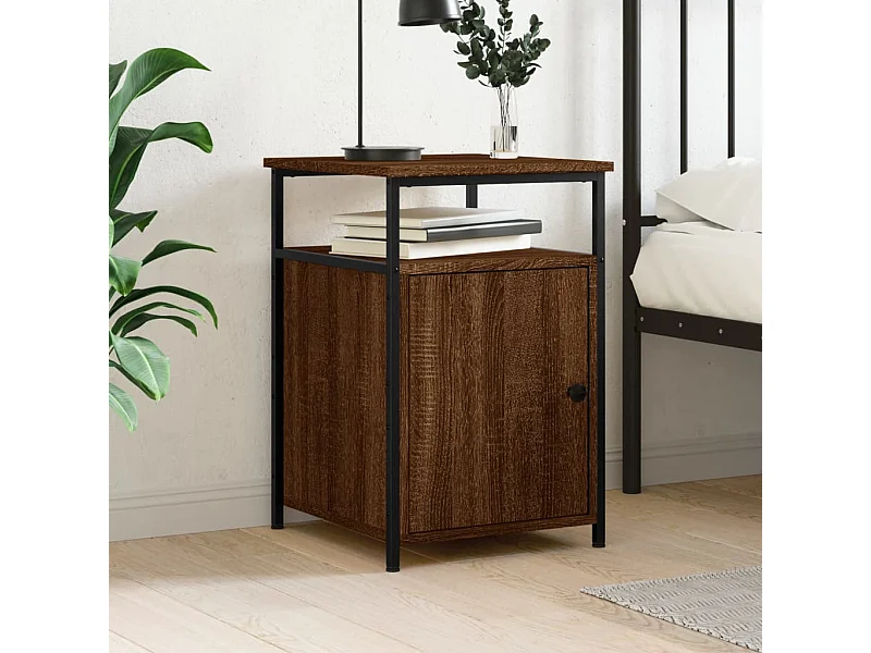Nachttisch Nachtschrank Braun Eichen-Optik 40x42x60 cm Holzwerkstoff -RN19691