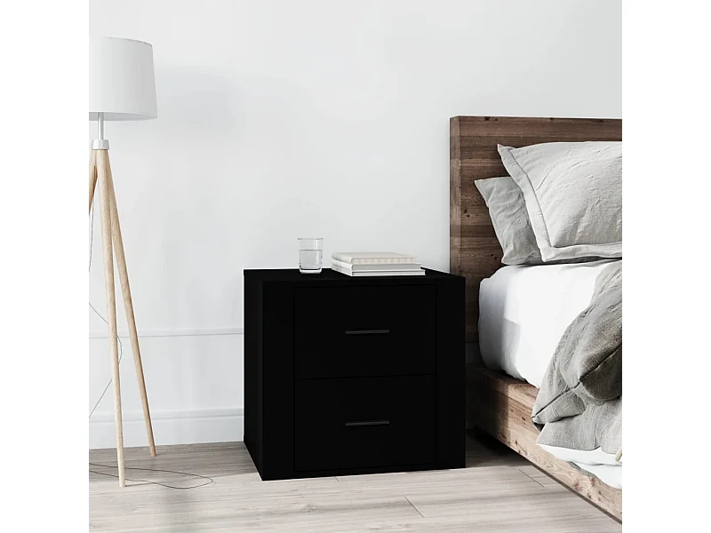 Nachttisch Nachtschrank Schwarz 50x39x47 cm -RN44884