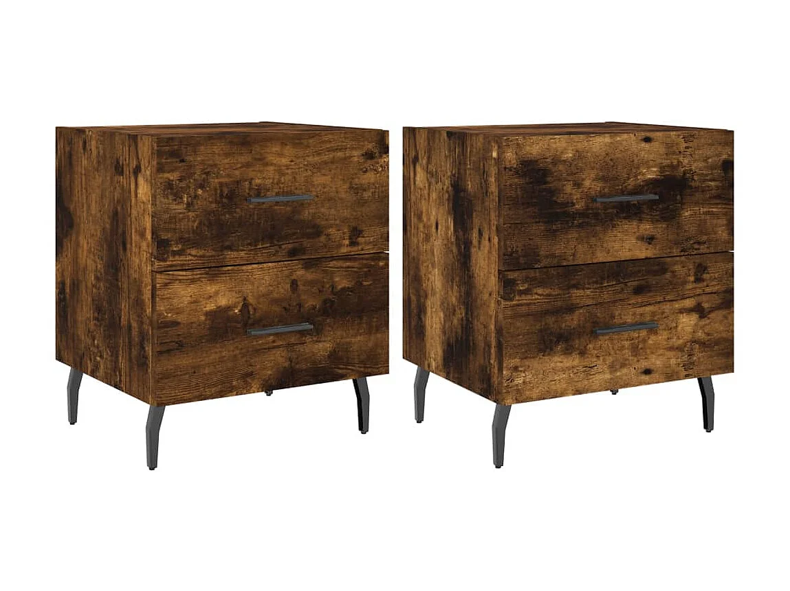 2er-Set Nachttische Nachtschrank Räuchereiche 40x35x47,5 cm Holzwerkstoff -RN63450