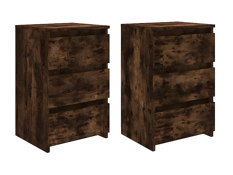 2er-Set Nachttische Nachtschrank Räuchereiche 40x35x62,5 cm Holzwerkstoff -RN61267