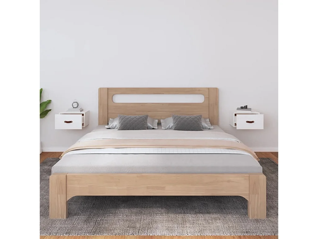 2er-Set Wand-Nachttische Nachtschrank Weiß 40x29,5x22 cm -RN73047