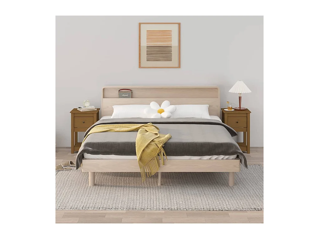 2er-Set Nachttische Nachtschrank Honigbraun 40x35x61,5 cm Massivholz Kiefer -RN49588
