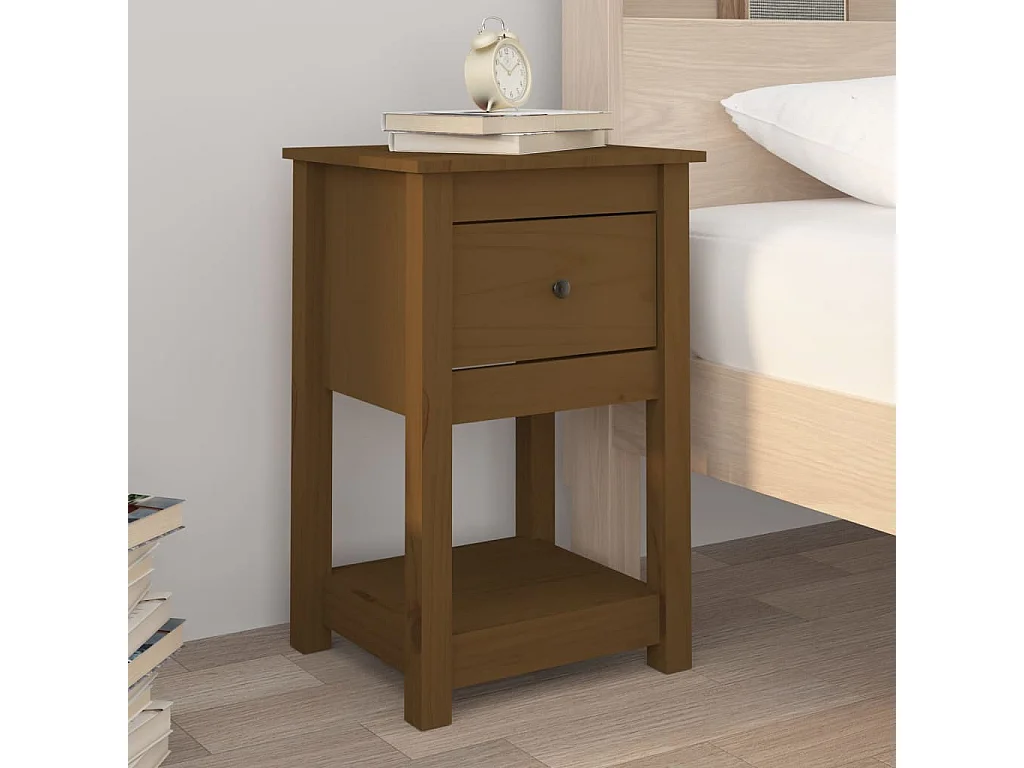 2er-Set Nachttische Nachtschrank Honigbraun 40x35x61,5 cm Massivholz Kiefer -RN49588