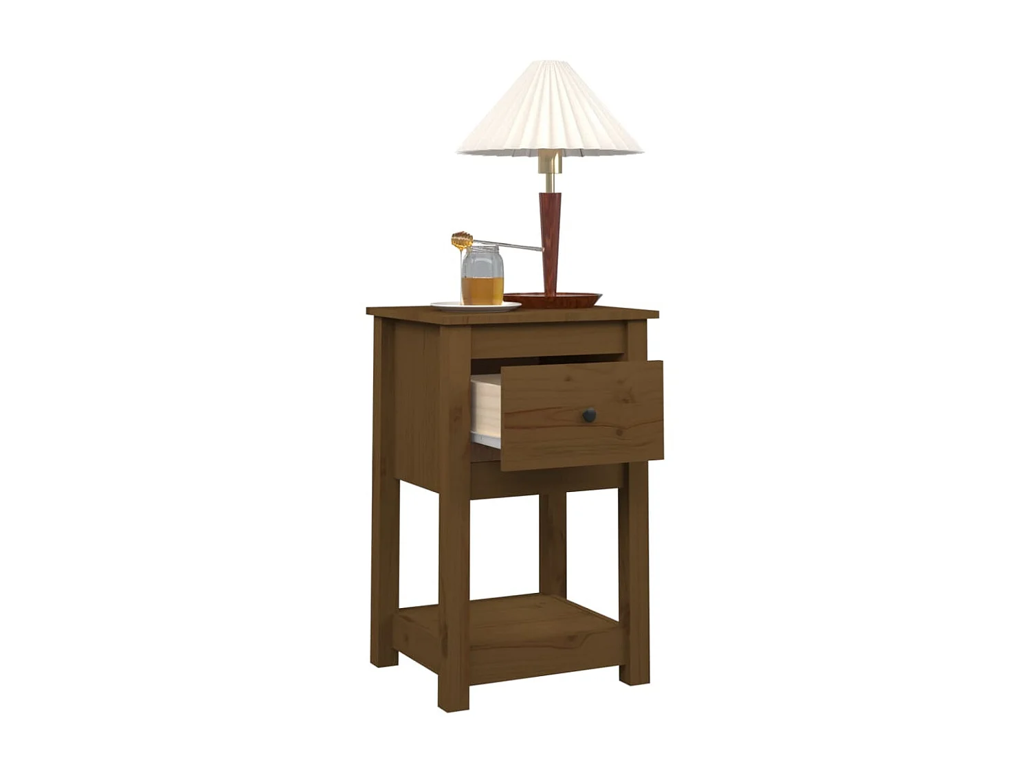 2er-Set Nachttische Nachtschrank Honigbraun 40x35x61,5 cm Massivholz Kiefer -RN49588