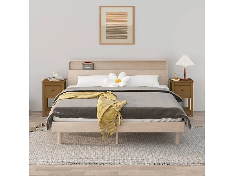 2er-Set Nachttische Nachtschrank Honigbraun 40x35x61,5 cm Massivholz Kiefer -RN49588