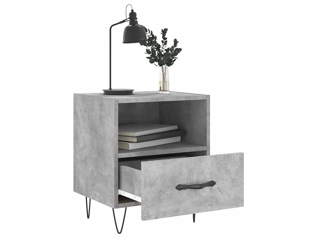 2er-Set Nachttische Nachtschrank Betongrau 40x35x47,5 cm Holzwerkstoff -RN79416