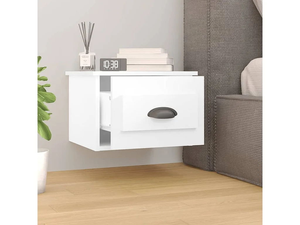 2er-Set Wand-Nachttische Nachtschrank Weiß 41,5x36x28 cm -RN13138