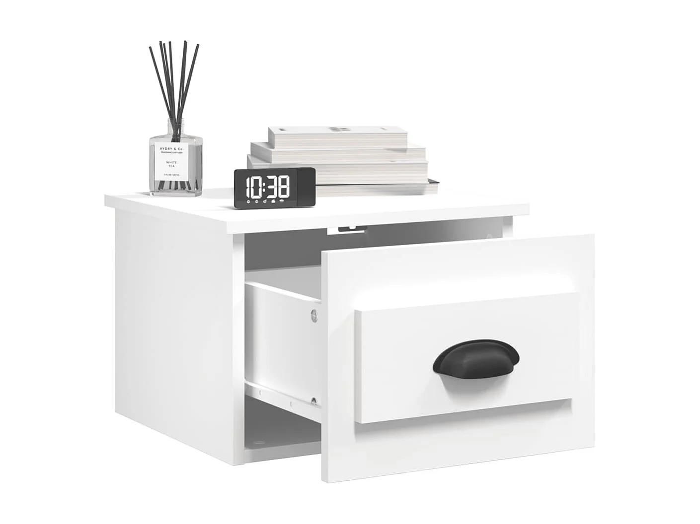 2er-Set Wand-Nachttische Nachtschrank Weiß 41,5x36x28 cm -RN13138