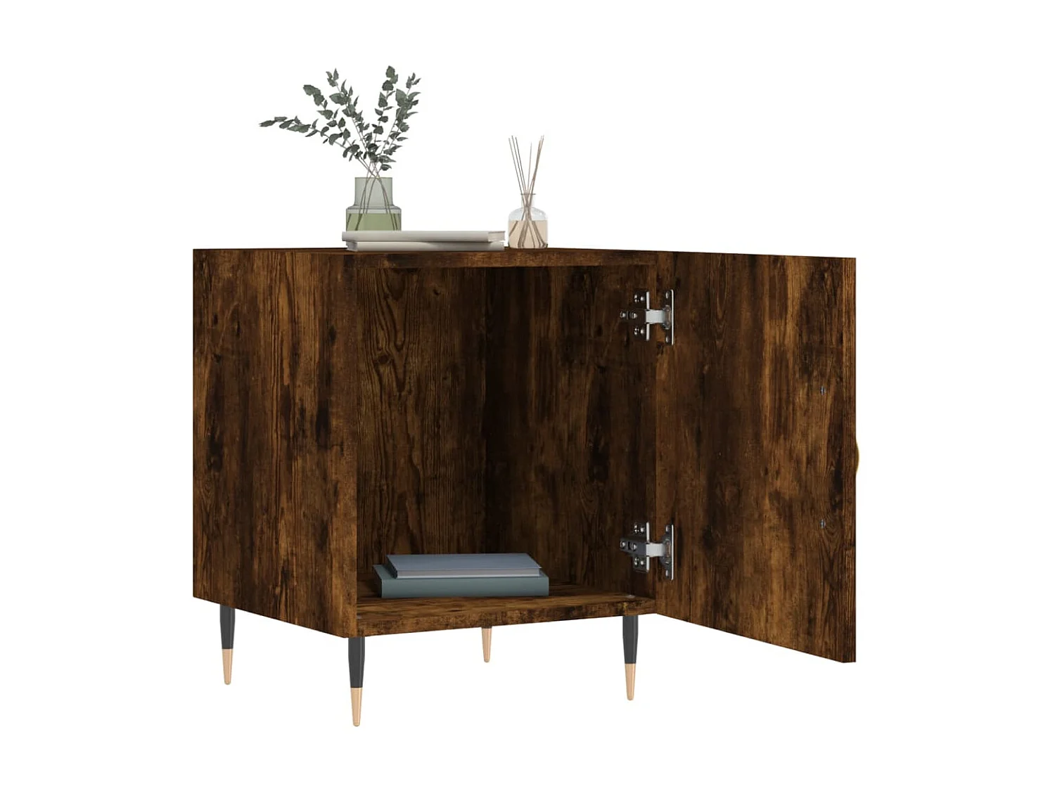 2er-Set Nachttische Nachtschrank Räuchereiche 40x40x50 cm Holzwerkstoff -RN74324