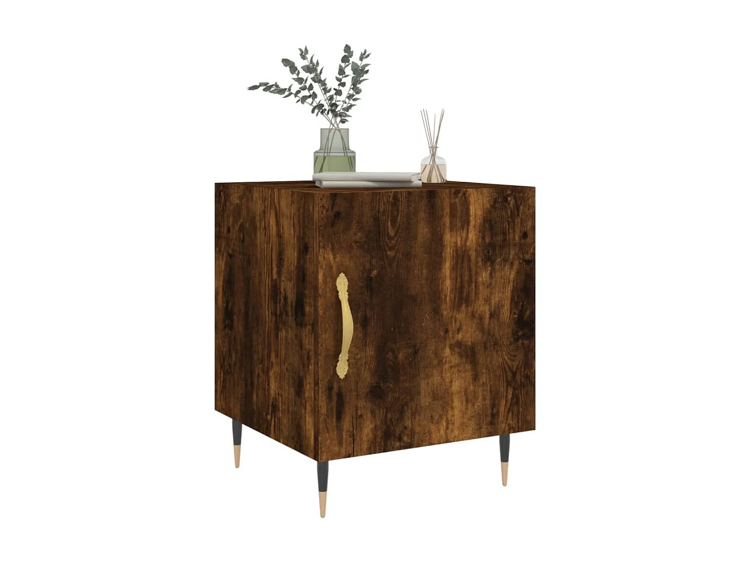 2er-Set Nachttische Nachtschrank Räuchereiche 40x40x50 cm Holzwerkstoff -RN74324