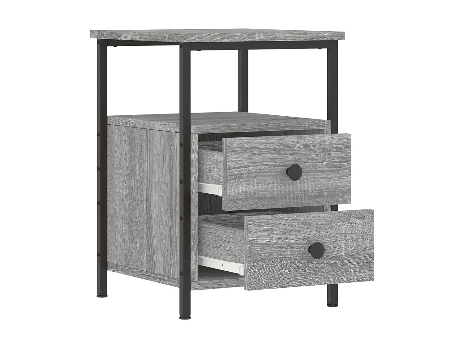 Nachttisch Grau Nachtschrank Sonoma-Eiche 34x35,5x50 cm Holzwerkstoff -RN73614