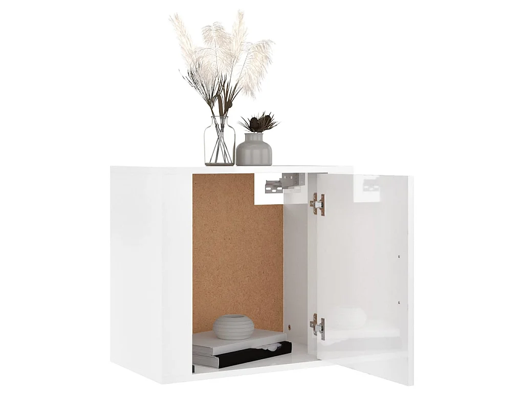 2er-Set Wand-Nachttische Nachtschrank Hochglanz-Weiß 50x30x47 cm -RN55676