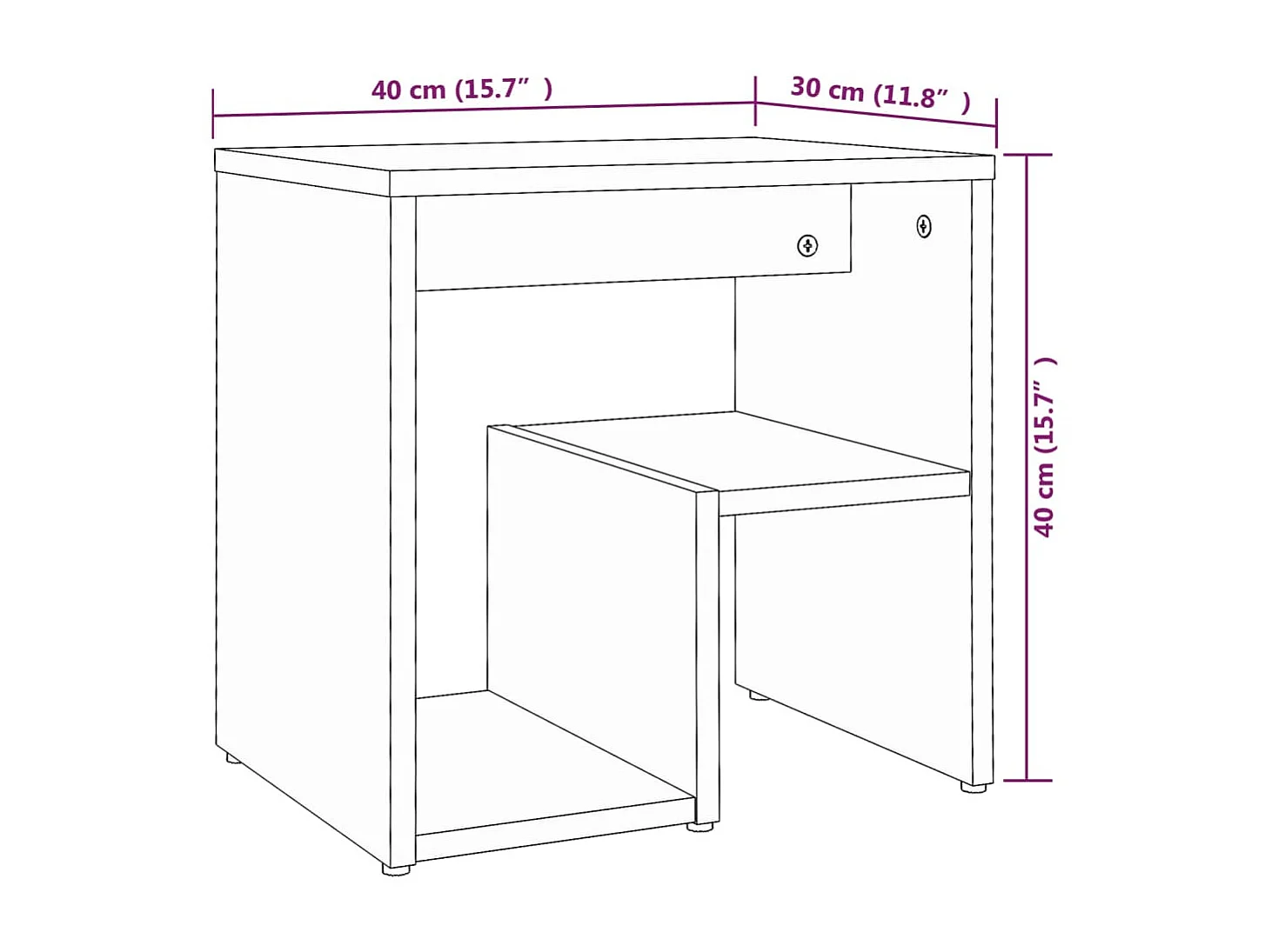 Nachttisch Nachtschrank Braun Eichen-Optik 40x30x40 cm Holzwerkstoff -RN14436