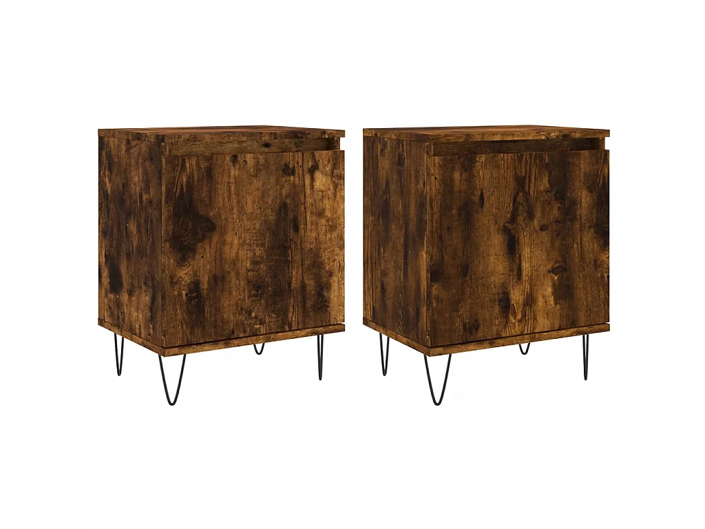 2er-Set Nachttische Nachtschrank Räuchereiche 40x30x50 cm Holzwerkstoff -RN21571