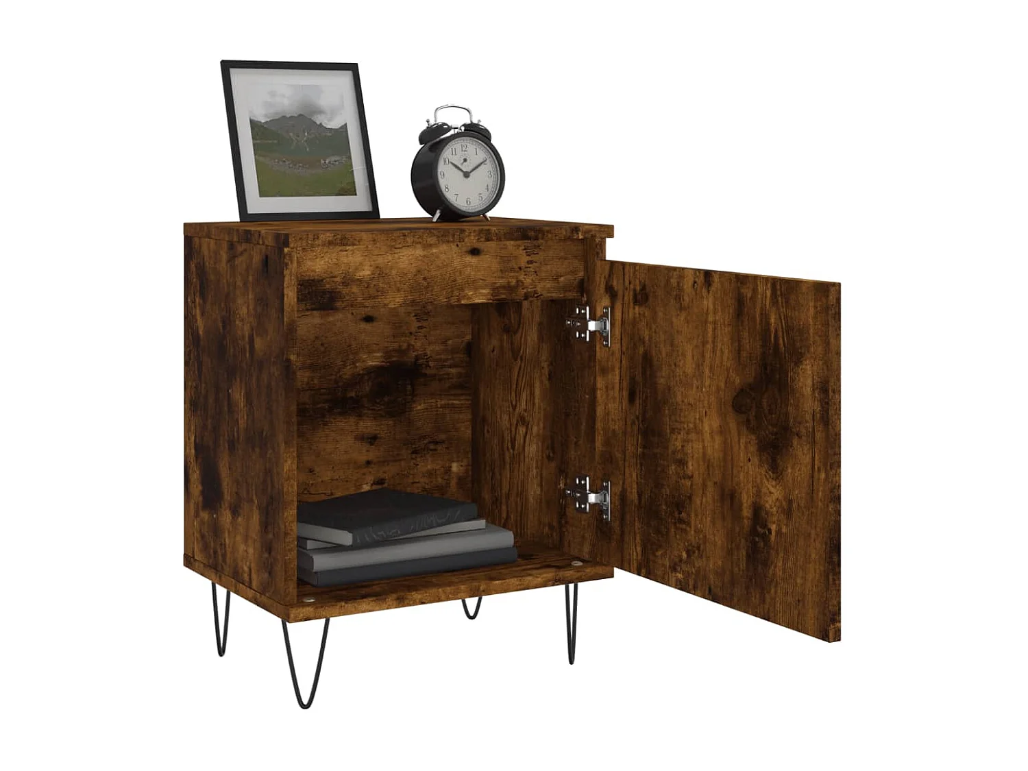 2er-Set Nachttische Nachtschrank Räuchereiche 40x30x50 cm Holzwerkstoff -RN21571