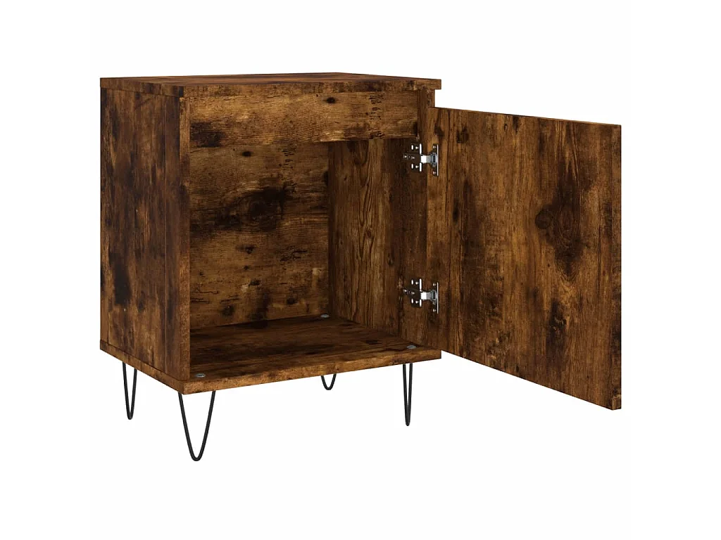 2er-Set Nachttische Nachtschrank Räuchereiche 40x30x50 cm Holzwerkstoff -RN21571