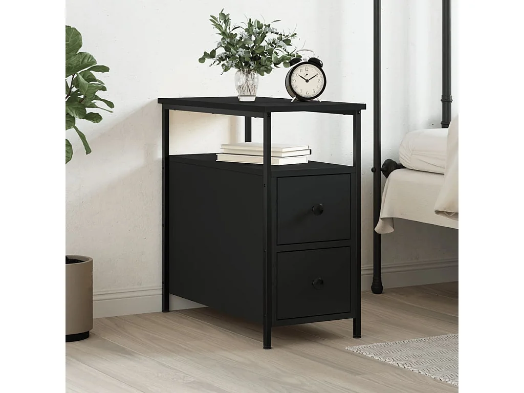 Nachttisch Nachtschrank Schwarz 30x60x60 cm Holzwerkstoff -RN20315