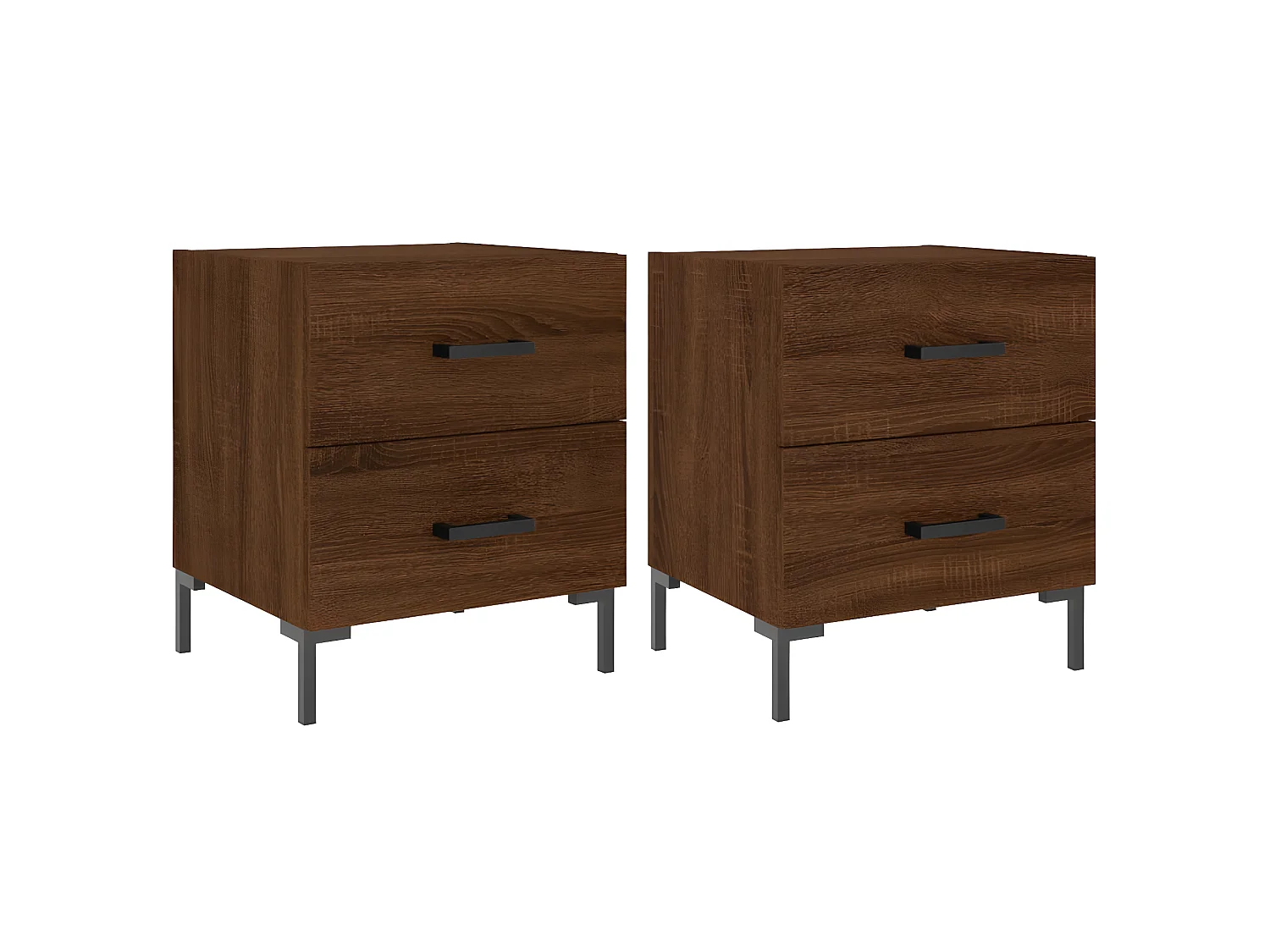 2er-Set Nachttische Nachtschrank Braun Eichen-Optik 40x35x47,5cm Holzwerkstoff -RN10014