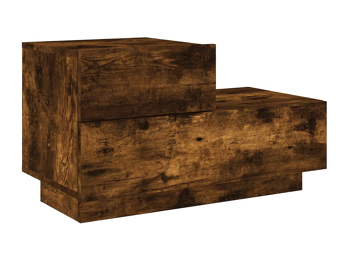 Nachttisch Nachtschrank mit LED-Leuchten Räuchereiche 70x36x40,5 cm -RN45202