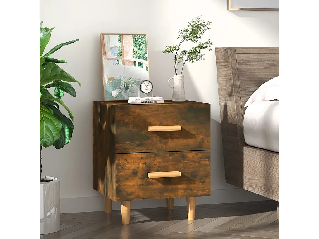 Nachttisch Nachtschrank Räuchereiche 40x35x47,5 cm -RN27429