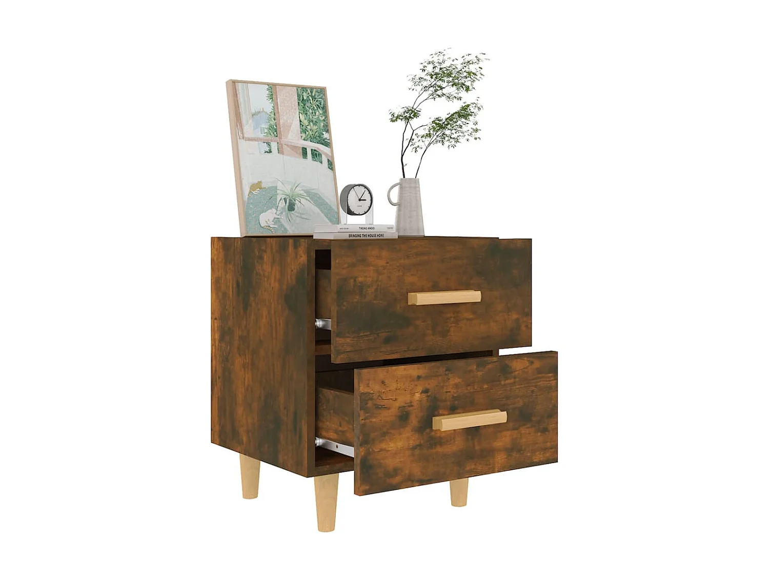 Nachttisch Nachtschrank Räuchereiche 40x35x47,5 cm -RN27429