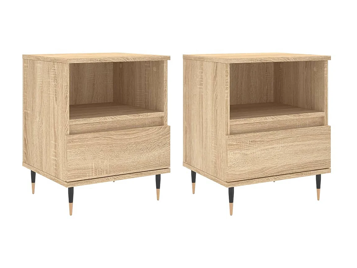 2er-Set Nachttische Nachtschrank Sonoma-Eiche 40x35x50 cm Holzwerkstoff -RN20875