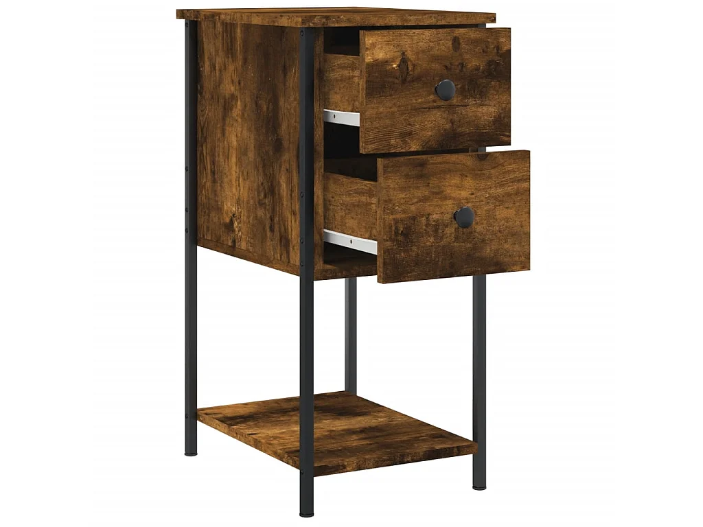 2er-Set Nachttische Nachtschrank Räuchereiche 32x42x70 cm Holzwerkstoff -RN59022