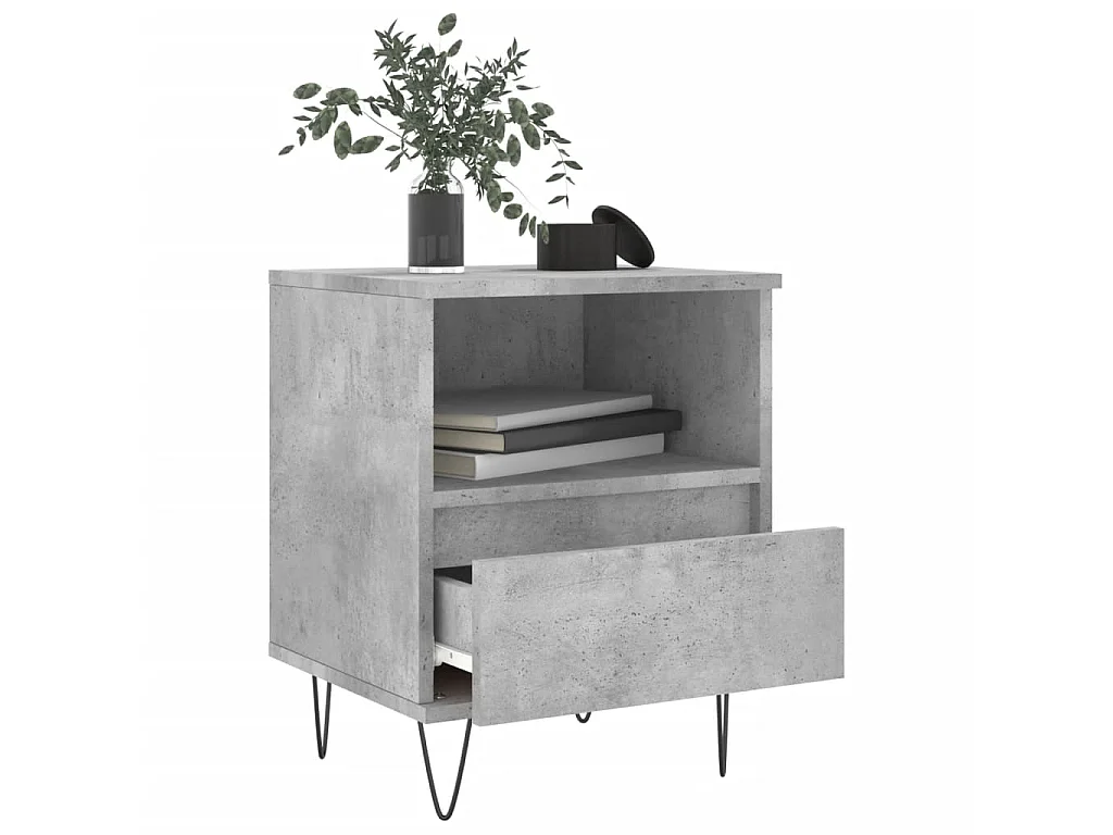 2er-Set Nachttische Nachtschrank Betongrau 40x35x50 cm Holzwerkstoff -RN60303