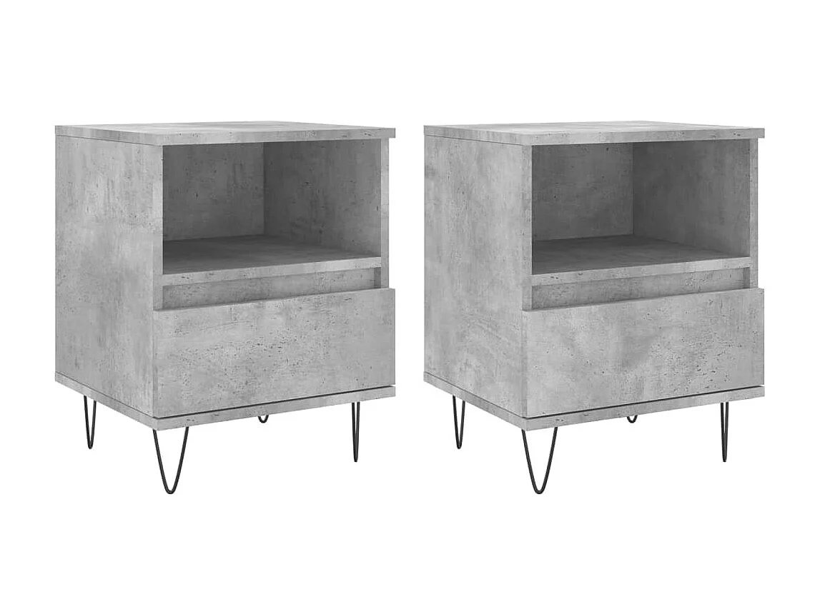 2er-Set Nachttische Nachtschrank Betongrau 40x35x50 cm Holzwerkstoff -RN60303