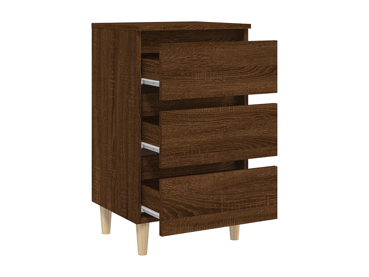 Nachttisch Nachtschrank mit Massivholz-Beinen Braun Eiche 40x35x69 cm -RN55620