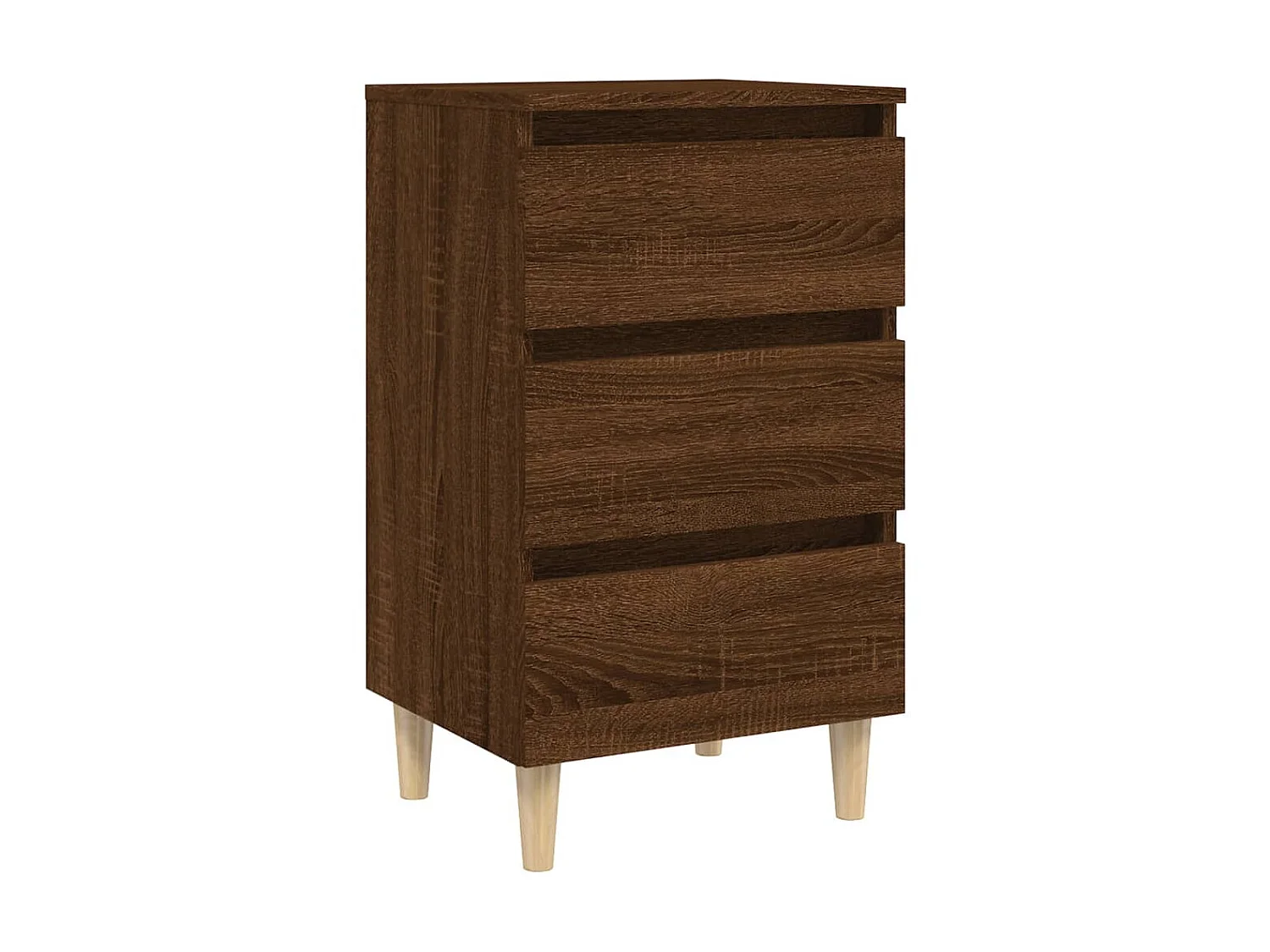 Nachttisch Nachtschrank mit Massivholz-Beinen Braun Eiche 40x35x69 cm -RN55620