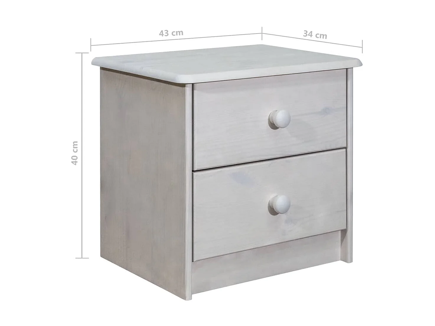 Nachttisch Nachtschrank 43x34x40 cm Massivholz Kiefer -RN61407