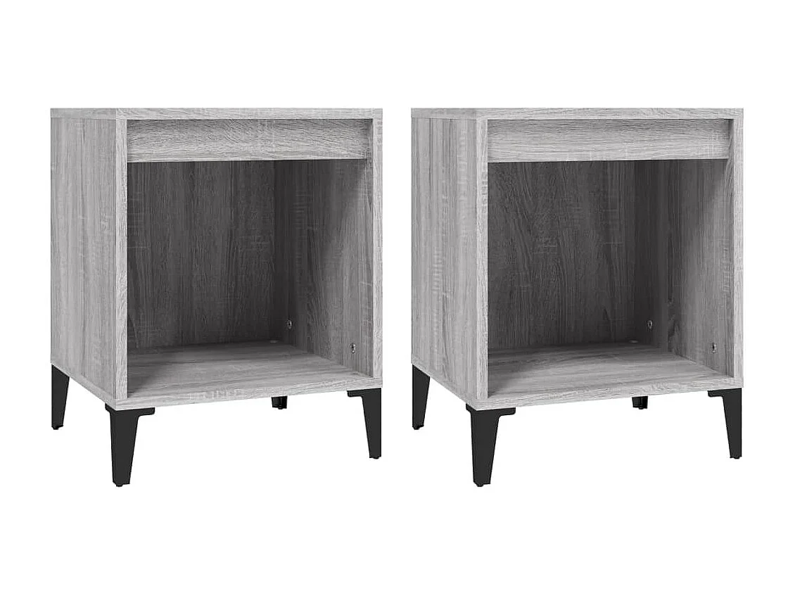 2er-Set Nachttische Nachtschrank Grau Sonoma 40x35x50 cm -RN72776