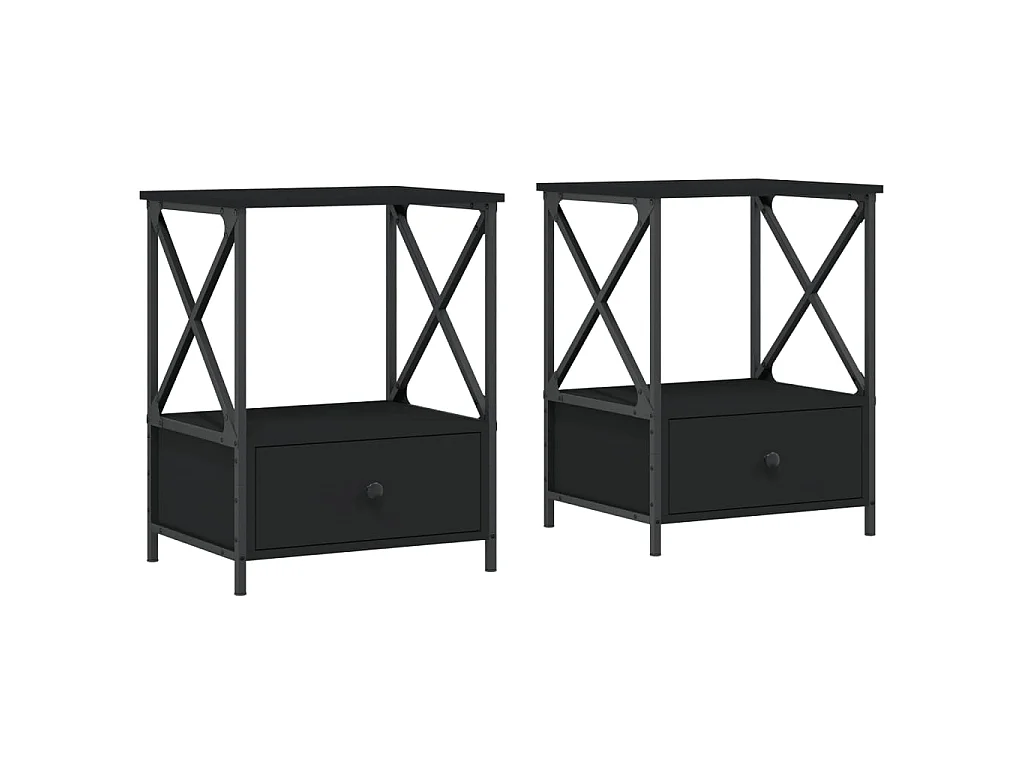 2er-Set Nachttische Nachtschrank Schwarz 50x41x65 cm Holzwerkstoff -RN59704